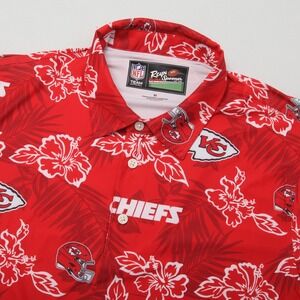 Reyn Spooner NFL Kansas City Chiefs Aloha Hawaiian Polo Shirt Red Men's M Medium